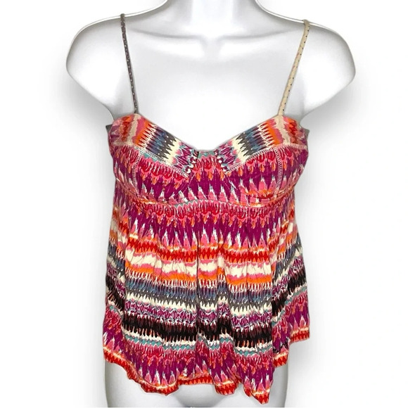 Billabong Women’s Small Ikat Print Spaghetti Strap Boho Top in Multicolor - Picture 7 of 9